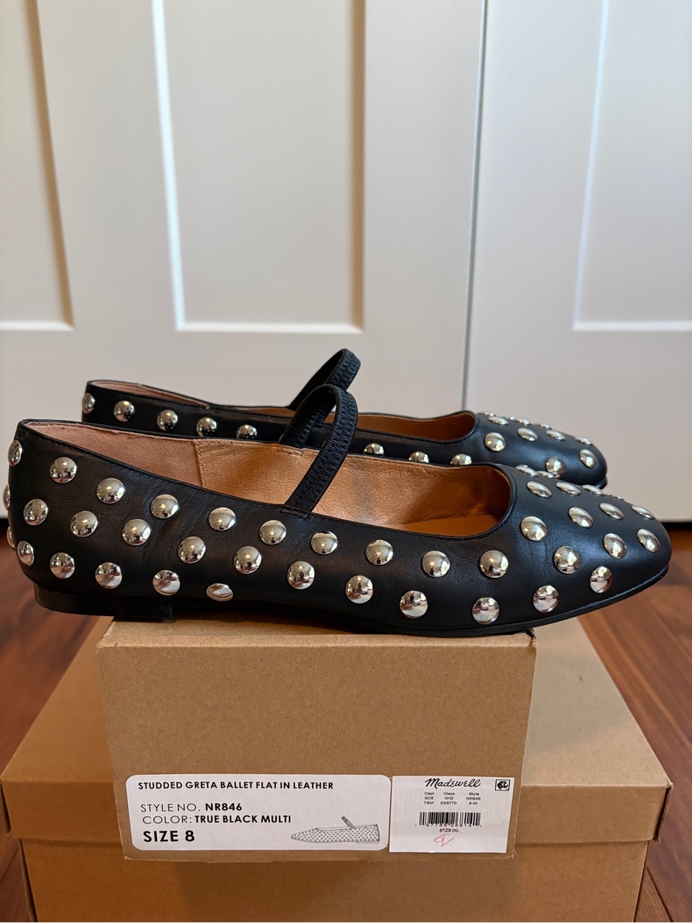 Madewell Studded Greta Leather Ballet Flats with Strap